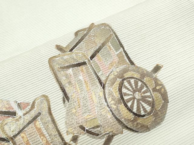 平和屋着物＊夏物　訪問着　絽　御所車文　暈し染め　金銀彩　正絹　逸品　CABK0414th