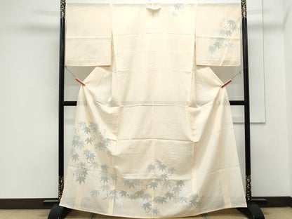 平和屋着物＊夏物　訪問着　絽　枝葉文　銀彩　正絹　逸品　CABK0416th
