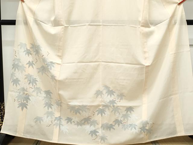 平和屋着物＊夏物　訪問着　絽　枝葉文　銀彩　正絹　逸品　CABK0416th