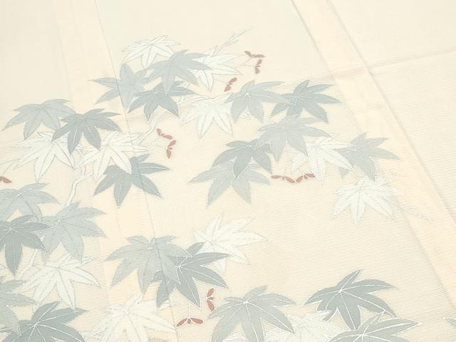 平和屋着物＊夏物　訪問着　絽　枝葉文　銀彩　正絹　逸品　CABK0416th