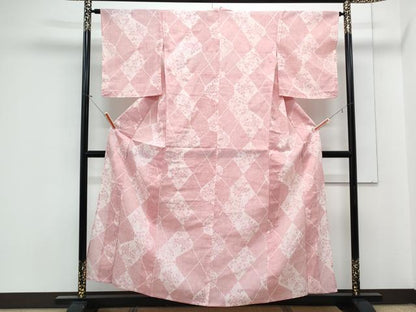 平和屋着物＊夏物　小紋　紗　切嵌花文　CABK0418th