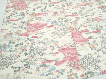 平和屋着物＊夏物　小紋　絽　流水風景草花文　正絹　逸品　CABK0427th