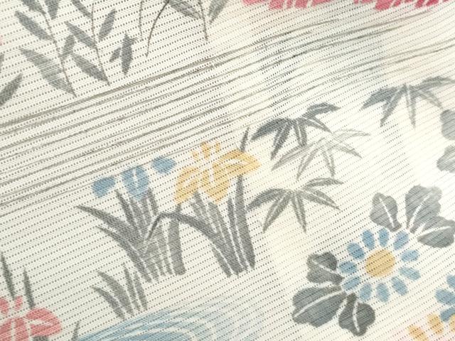 平和屋着物＊夏物　小紋　絽　流水風景草花文　正絹　逸品　CABK0427th
