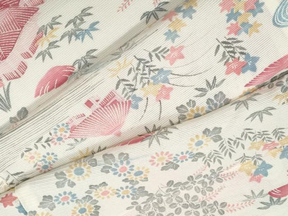 平和屋着物＊夏物　小紋　絽　流水風景草花文　正絹　逸品　CABK0427th