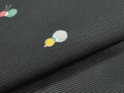 平和屋着物＊夏物　小紋　絽　ひょうたん　黒地　正絹　逸品　CABK0428th