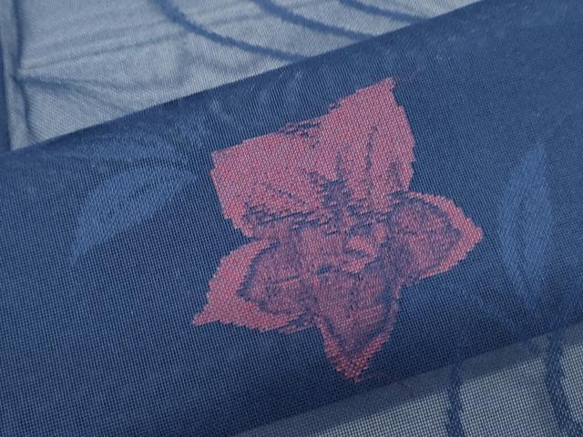 平和屋着物＊夏物　小紋　紗　草花文　正絹　逸品　CABK0433th