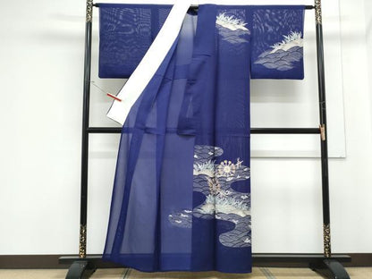 平和屋着物＊夏物　訪問着　絽　流水草花文　正絹　逸品　CABK0440th