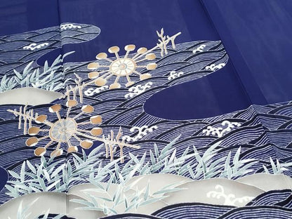 平和屋着物＊夏物　訪問着　絽　流水草花文　正絹　逸品　CABK0440th