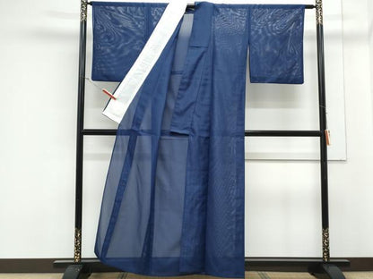 平和屋着物＊夏物　色無地　絽　鉄紺色　洗える着物　CABK0441th