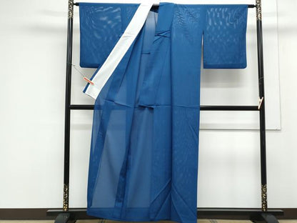 平和屋着物＊夏物　色無地　絽　紺瑠璃色　洗える着物　CABK0442th