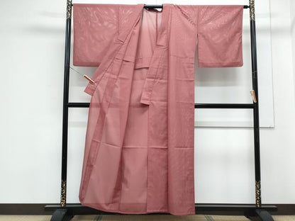 平和屋着物＊夏物　色無地　絽　浅緋色　洗える着物　CABK0445th