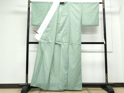 平和屋着物＊夏物　色無地　絽　若葉色　洗える着物　CABK0447th