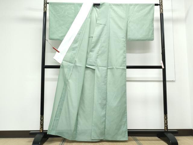 平和屋着物＊夏物　色無地　絽　若葉色　洗える着物　CABK0447th