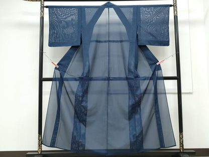 平和屋着物＊夏物　色無地　絽　留紺色　正絹　逸品　未使用　CABK0449th