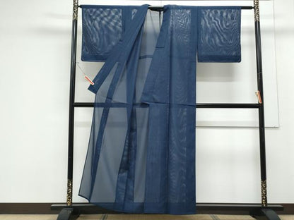 平和屋着物＊夏物　色無地　絽　留紺色　正絹　逸品　未使用　CABK0449th
