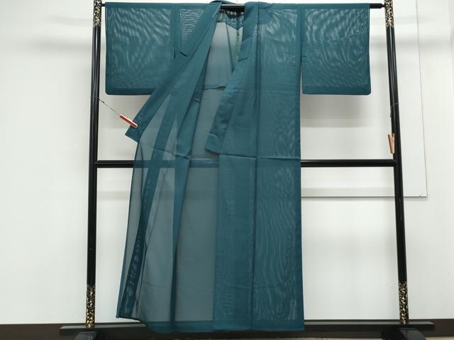 平和屋着物＊夏物　色無地　絽　千歳緑色　洗える着物　CABK0450th