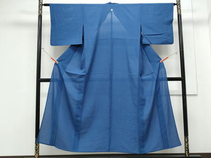 平和屋着物＊夏物　色無地　絽　瑠璃紺色　正絹　逸品　CABK0452th