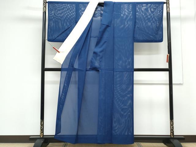 平和屋着物＊夏物　色無地　絽　紺色　洗える着物　CABK0454th