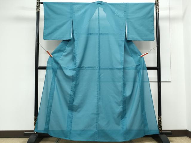 平和屋着物＊夏物　色無地　絽　納戸色　洗える着物　CABK0455th