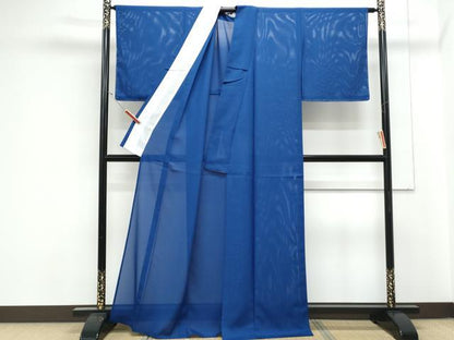 平和屋着物＊夏物　色無地　絽　瑠璃色　洗える着物　CABK0456th