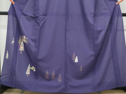 平和屋着物＊夏物　訪問着　絽　刺繍　草花文　金彩　洗える着物　CABK0459th