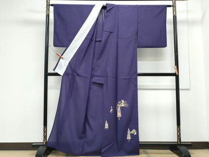 平和屋着物＊夏物　訪問着　絽　刺繍　草花文　金彩　洗える着物　CABK0459th