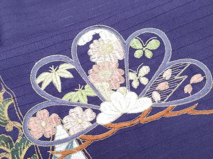 平和屋着物＊夏物　訪問着　絽　刺繍　草花文　金彩　洗える着物　CABK0459th