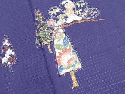 平和屋着物＊夏物　訪問着　絽　刺繍　草花文　金彩　洗える着物　CABK0459th