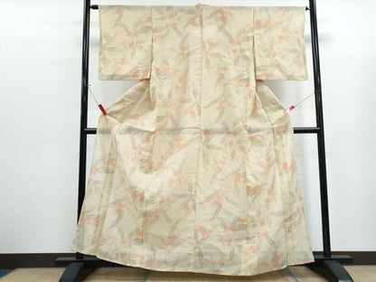 平和屋着物＊夏物　小紋　紗　草花文　CABK0463th