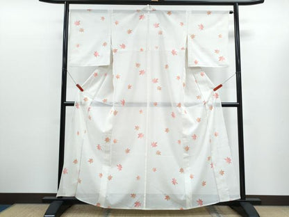 平和屋着物＊夏物　小紋　絽　流水楓文　洗える着物　CABK0465th