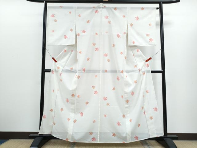 平和屋着物＊夏物　小紋　絽　流水楓文　洗える着物　CABK0465th