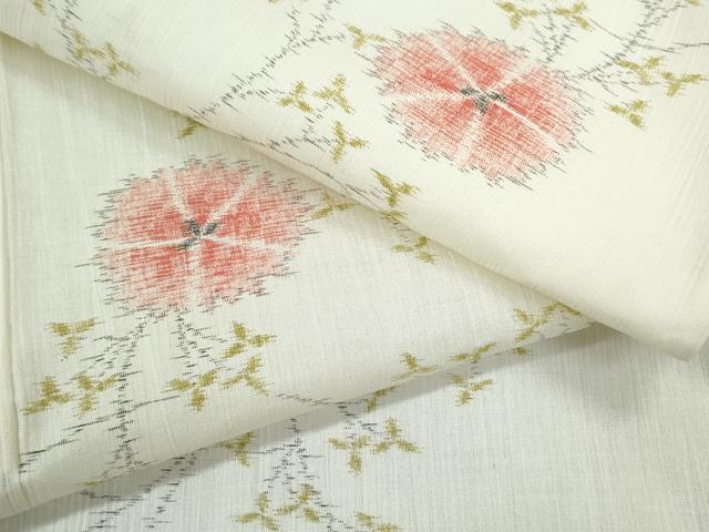 平和屋着物＊夏物　小紋　紗　枝花文　洗える着物　CABK0466th