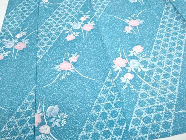 平和屋着物＊夏物　小紋　絽　草花文　洗える着物　CABK0468th