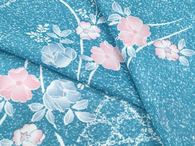 平和屋着物＊夏物　小紋　絽　草花文　洗える着物　CABK0468th