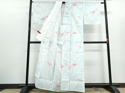 平和屋着物＊夏物　小紋　紗　草花文　洗える着物　CABK0470th