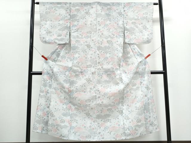 平和屋着物＊夏物　小紋　紗　草花文　洗える着物　CABK0472th