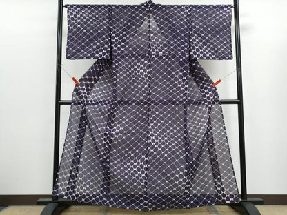 平和屋着物＊夏物　小紋　絽　瓦文　洗える着物　CABK0476th