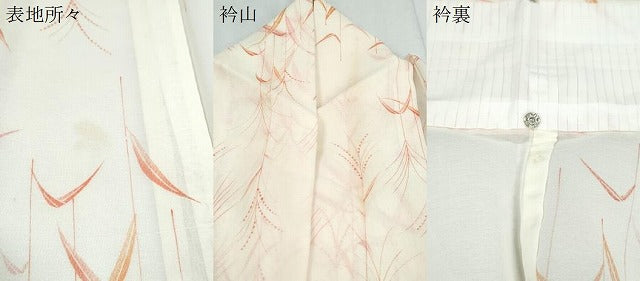 平和屋着物＊夏物　小紋　紗　草葉文　洗える着物　CABK0477th