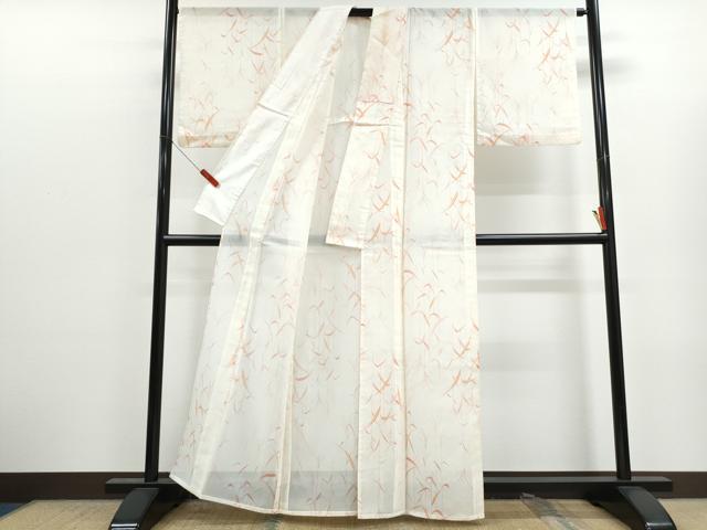 平和屋着物＊夏物　小紋　紗　草葉文　洗える着物　CABK0477th