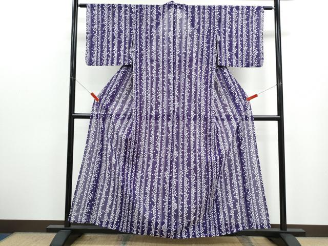 平和屋着物＊夏物　小紋　絽　草葉間道　洗える着物　CABK0479th
