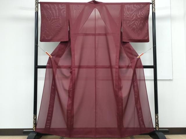 平和屋着物＊夏物　色無地　絽　葡萄色　さんび謹製　洗える着物　CABK0482th
