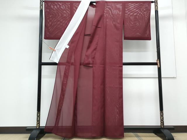 平和屋着物＊夏物　色無地　絽　葡萄色　さんび謹製　洗える着物　CABK0482th