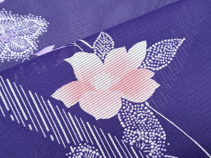 平和屋着物＊夏物　小紋　絽　草花文　洗える着物　CABK0483th