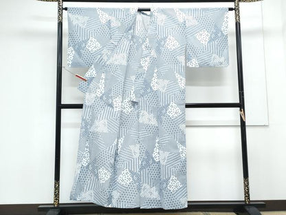 平和屋着物＊夏物　小紋　紗　切嵌吉祥文　洗える着物　CABK0485th