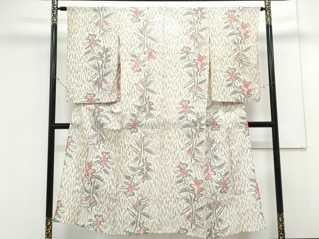 平和屋着物＊夏物　小紋　紗　縮織　草花文　CABK0486th