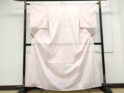 平和屋着物＊夏物　小紋　絽　草花文　洗える着物　CABK0491th