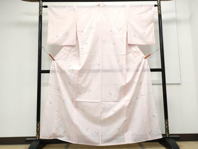 平和屋着物＊夏物　小紋　絽　草花文　洗える着物　CABK0491th