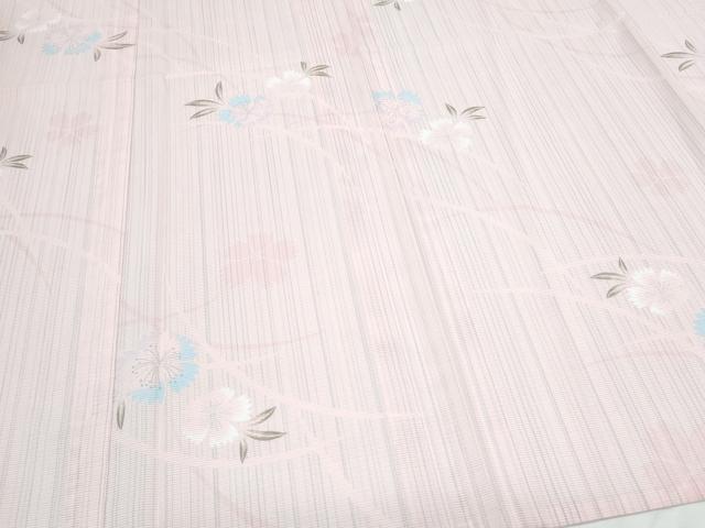 平和屋着物＊夏物　小紋　絽　草花文　洗える着物　CABK0491th