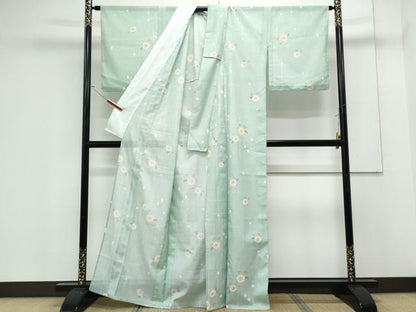 平和屋着物＊夏物　小紋　絽　草花文　洗える着物　CABK0492th