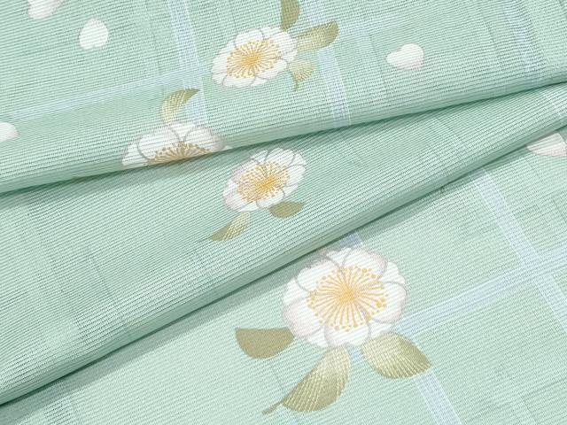 平和屋着物＊夏物　小紋　絽　草花文　洗える着物　CABK0492th